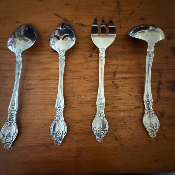 Vintage Rogers Stanley Roberts Floral Stainless Steel Serving Utensil Set - Picture 2 of 2